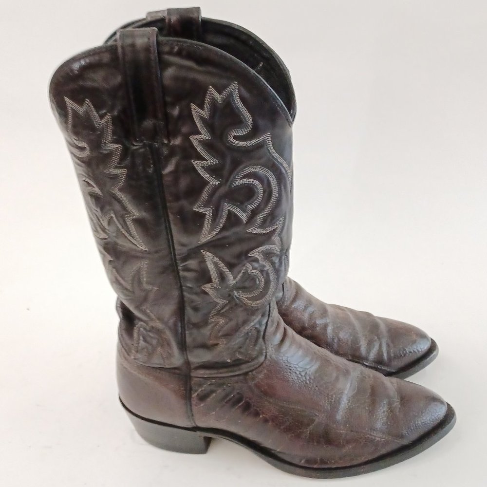 🤠 Vintage Handmade J. Chisholm Leather/Lizard Western Boots Size 10 EE 🤠